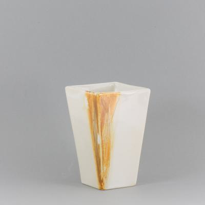 Vase eckig, klein - handbemalt erdfarben