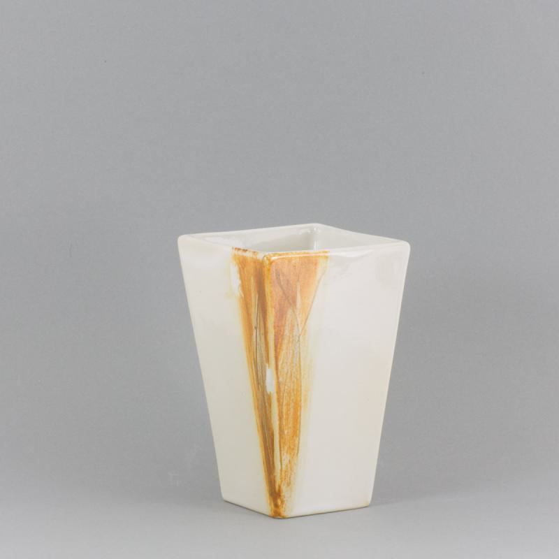 Vase eckig, klein - handbemalt erdfarben